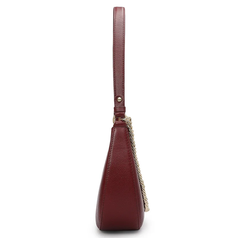 Da Milano Cherry Small Franzy Leather Baguette - Cherry for Women | Best Price UAE